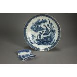 A Worcester porcelain asparagus server transfer-printed in the Fisherman or Pleasure Boat pattern,