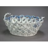 A Worcester porcelain chestnut basket transfer-printed with the Pine Cone pattern, circa 1770-75,