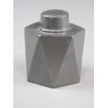 A Tudric pewter tea caddy and cover for Liberty and Co, stamped 01554,