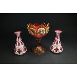 A Bohemian ruby glass cameo vase, late 19th century,