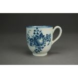 A Caughley porcelain coffee cup transfer-printed in the Apple and Damsons pattern, circa 1777-84,