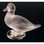 A Lalique frosted glass model of a duck, "Gedeon", unsigned, 12cm high,