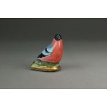 A Bilston enamel bird bonbonniere in the form of a male bullfinch, late 18th century,