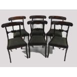 A set of six Regency mahogany sabre leg dining chairs, early 19th century,