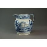 An English blue and white pearlware jug, early 19th century,