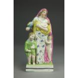 A Staffordshire pearlware figure of Charity, circa 1800-20,