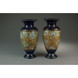 A pair of Royal Doulton Slaters Patent stoneware vases, late 19th century,