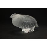 A Lalique frosted glass model of a grouse, etched Lalique, France,