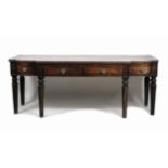 A late Regency mahogany and rosewood crossbanded break front sideboard, second quarter 19th century,