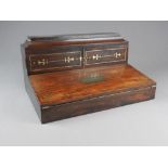 A rosewood and brass inlaid writing slope, early 19th century,