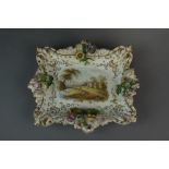 A Coalport tray painted with a landscape scene, 19th century,