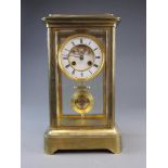 A late 19th-century French four-glass mantel clock with visible escapement by S.