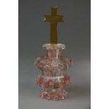A Bohemian glass bottle and stopper, 19th century, perhaps made for the Catholic church,