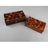 A rosewood and parquetry box, 19th century,