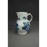 A Caughley porcelain mask head jug cabbage leaf jug, circa 1785,