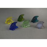 A collection of Lalique glass models of fish, post war, coloured, clear frosted and some opalescent,