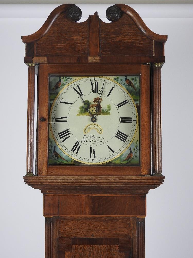 A second quarter of the 19th century crossbanded oak 30-hour longcase clock by Robert Brown of