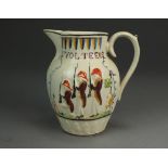 An unusual prattware 1803 Volunteers military jug, early 19th century,