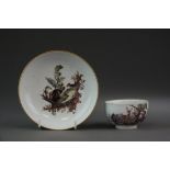 A Meissen porcelain teacup and saucer, 18th century,