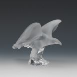 A Lalique frosted glass model of a Royal Eagle, modelled with wings outstretched,