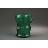 An Italian studio green glass 'Forato' vase in the manner of Fulvio Bianconi, mid-late 20th century,