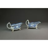 A rare pair of Bow three-legged sauceboats, circa 1752-54, circa 1752-54,