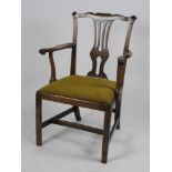 A George III mahogany open armchair circa, 1780,