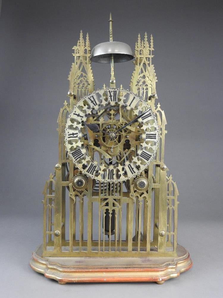 A late 19th-century skeleton clock in the form of York Minster, attributed to Evans of Handsworth,