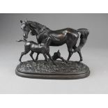 A French bronze in animalier style, unsigned, 19th century,