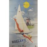 Jan Wigga (1902-1978) 'Holland', a travel poster depicting a woman diving into water,