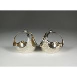 A pair of Victorian silver salts in the form of baskets, Atkin Brothers, Sheffield 1886,