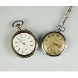 A white metal open face pocket watch, Record Watch Co.