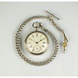 A late 19th century silver cased open face fusee pocket watch, hallmarked Chester 1898,