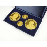 A cased Churchill and Eisenhower four medallion 22ct gold set, Dunkirk 1940, designed by G.