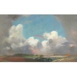 William T Wood (1877-1958), Extensive summer rural landscape with big sky,