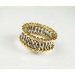 A yellow and white metal stylised curb link band,
