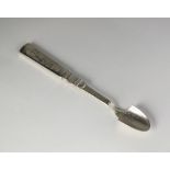 An American silver cheese scoop, with decorative handle and engraved scoop, 23.