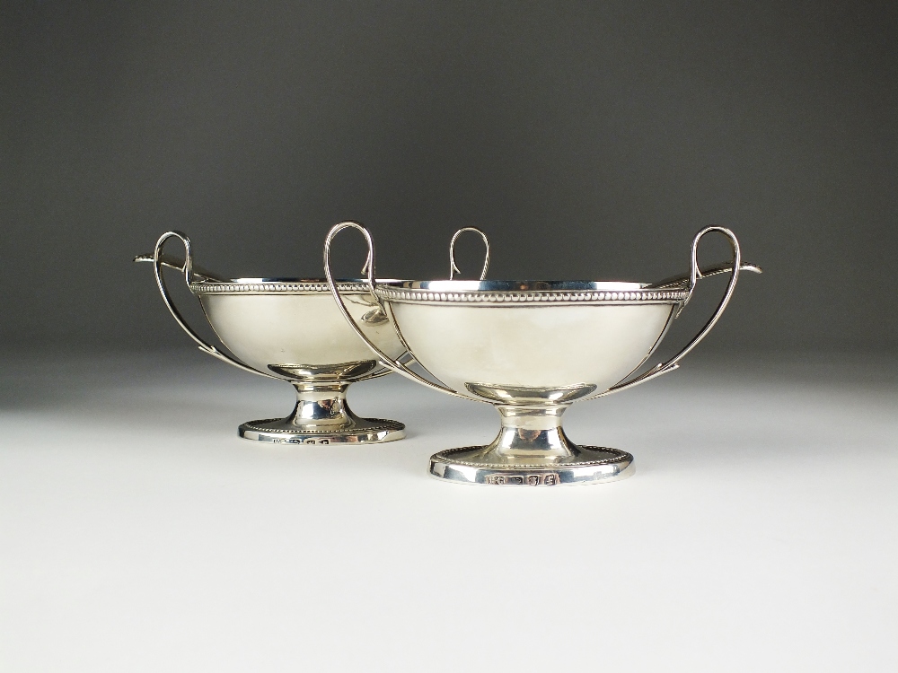 A pair of George III silver Adams style salts, possibly Henry Green, London 1781,