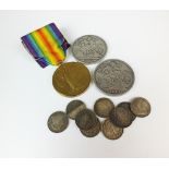 A collection of British coinage, to include; crowns, dated 1889, 1891 and 1953 x 2, maundy oddments,