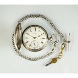 A late 19th century silver cased full hunter fusee pocket watch, hallmarked London 1890,