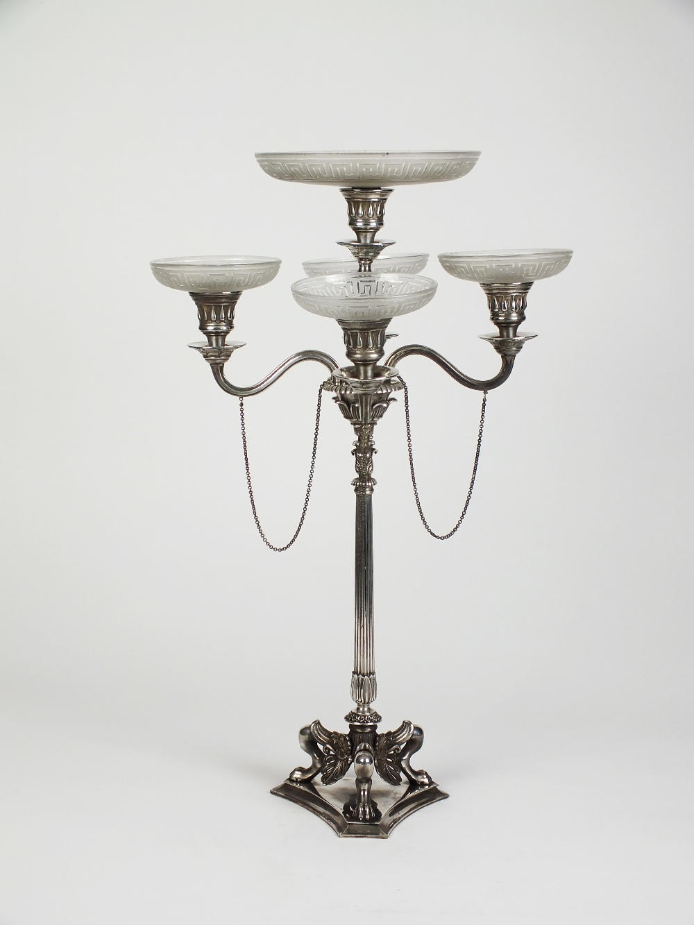 An Adams style silver plated epergne,