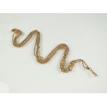 A yellow metal rope twist guard chain, with attached swivel, not stamped, length approx 168cm,