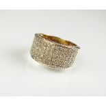 A 9ct gold diamond set panel ring,