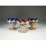 A set of three silver salts, Henry Wilkinson & Co, Sheffield 1825, 1837 & 1844,