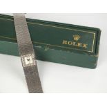 A Lady's 18ct white gold Rolex Precision diamond set bracelet wristwatch, hallmarked London 1965,