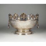 A Victorian silver punch bowl, Martin, Hall & Co, London 1886, of circular monteith form,