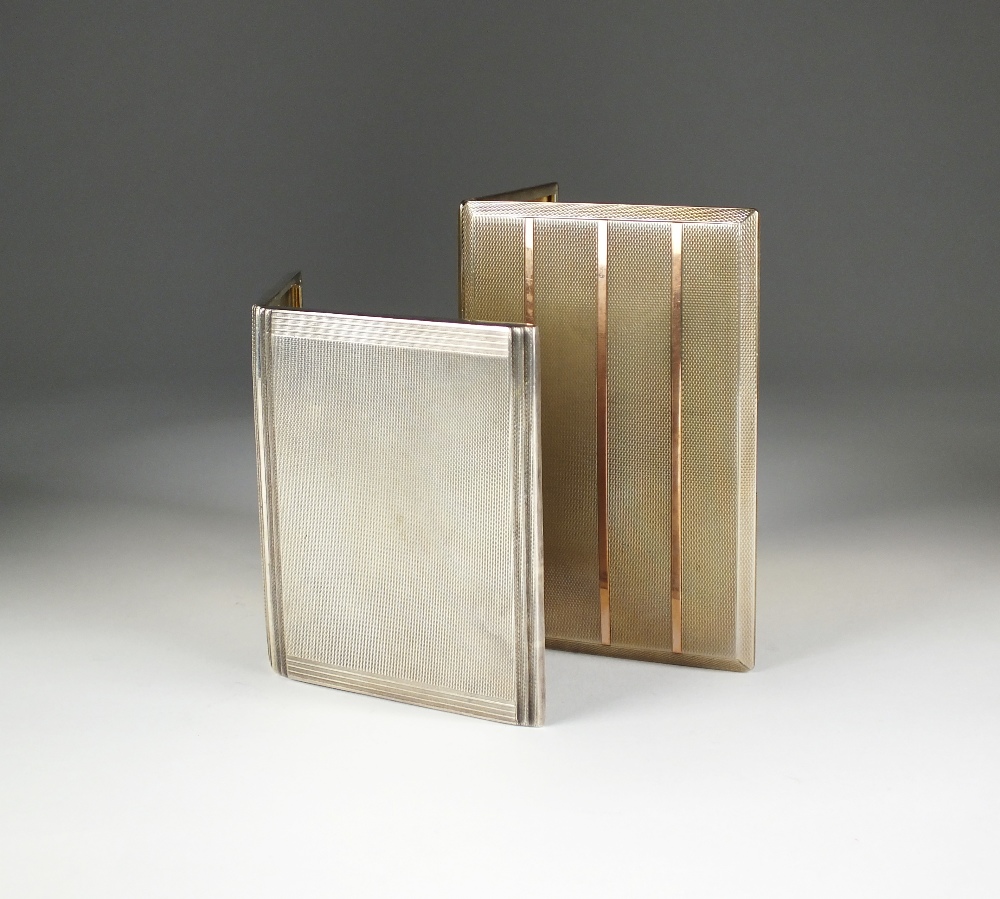 An engine turned silver cigarette case, DBros, Birmingham 1947,