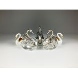A Swedish novelty silver mounted glass salt in the form of a swan,