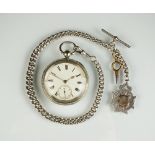 A late 19th century silver cased open face fusee pocket watch, hallmarked Birmingham 1899,