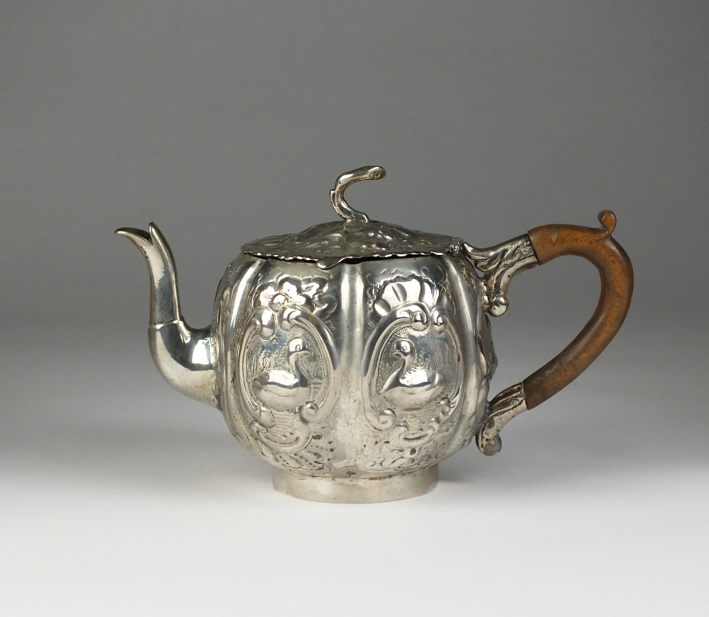 A continental silver teapot,